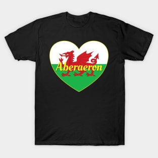 Aberaeron Wales UK Wales Flag Heart T-Shirt